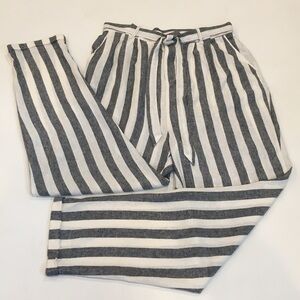 New Look | Linen Black & White Striped Pants
